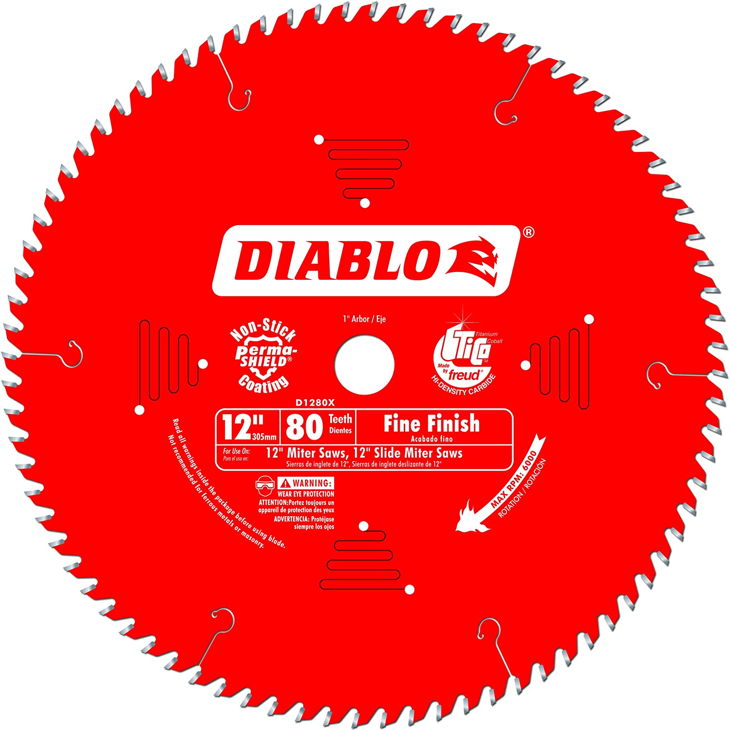 Freud/Diablo  D1280X  12" x 80 Tooth Fine Finish Saw Blade