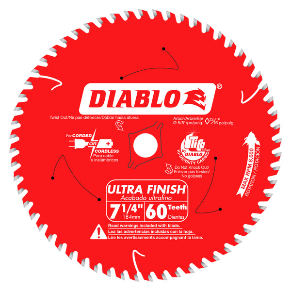 Freud/Diablo D0760A  7 1/4" x 60 Tooth Ultra Finish Saw Blade