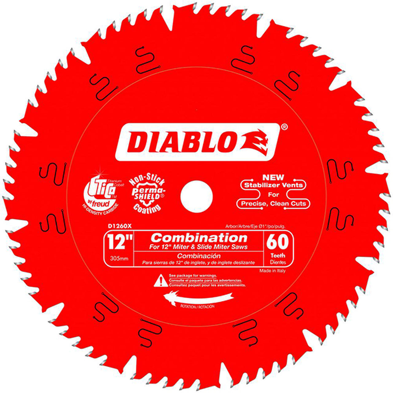 Freud/Diablo  D1260X  -  12" x 60 Tooth Combination Saw Blade