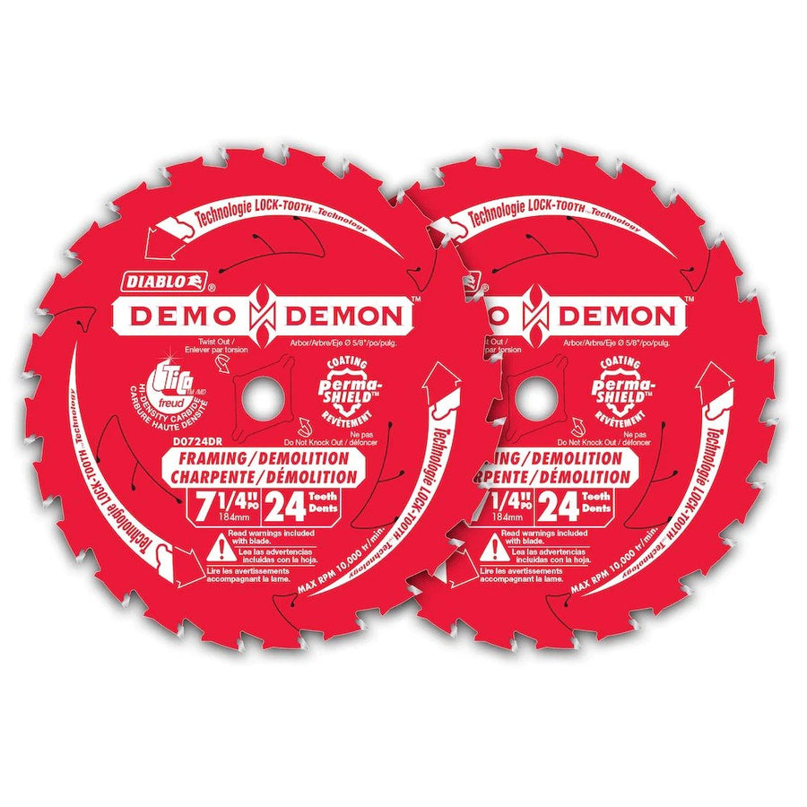 Freud/Diablo D0724A 7 1/4" x 24 Tooth Tracking Point Framing Saw Blade - 2 pack
