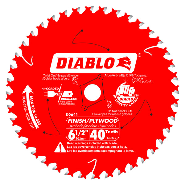 Freud/Diablo D0641A  6 1/2" x 40 Tooth Fine Finish Saw Blade