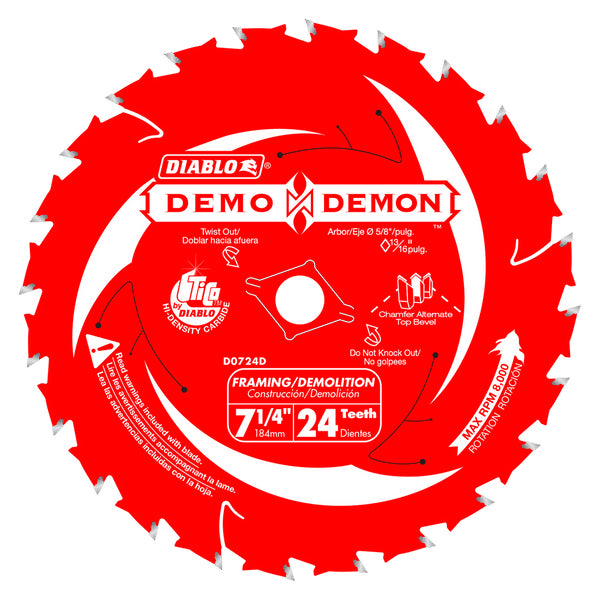 Freud/Diablo  D0724DA  7 1/4" x 24 Tooth Demo Demon Saw Blade
