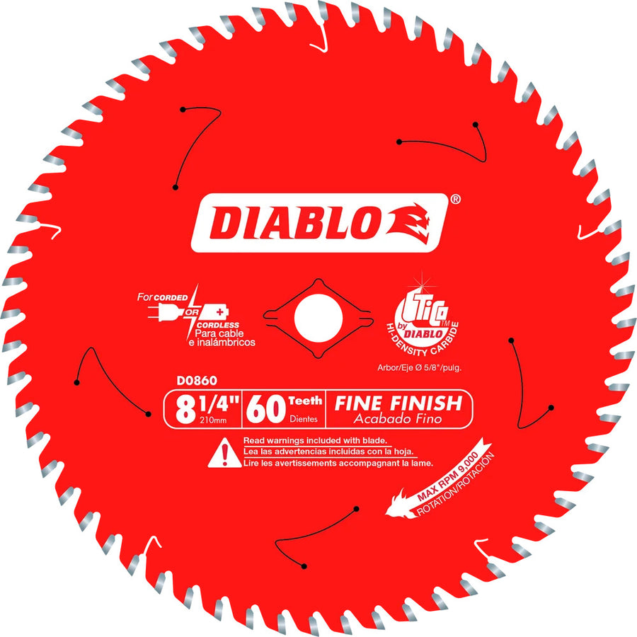 Freud/Diablo D0860X  8 1/4" x 60T Fine Finishing Saw Blade