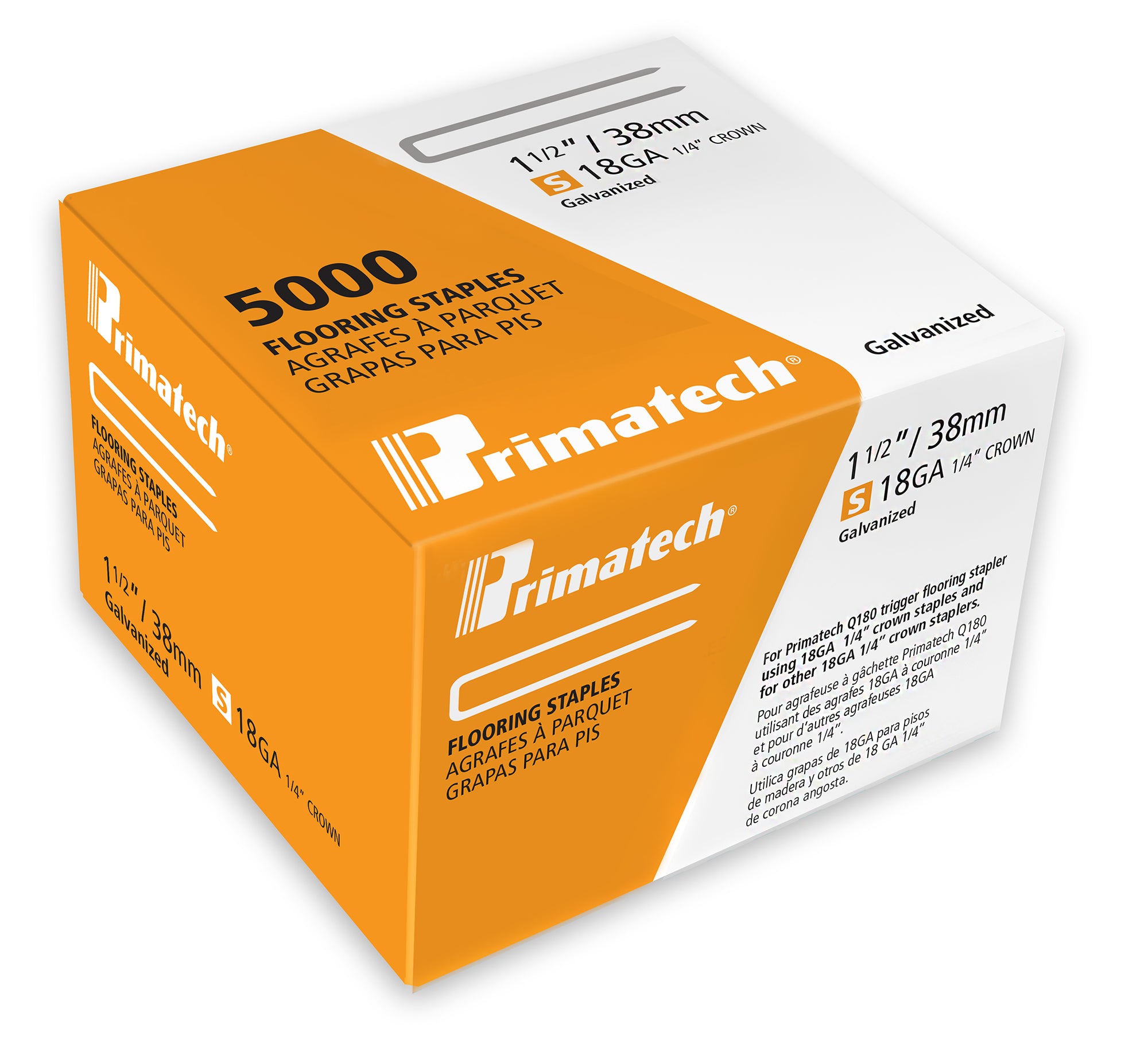 Primatech Staples 18 Gauge 1 1/2" x  1/4" Crown  5000 /Box